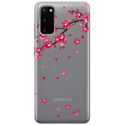 Ультратонкий силиконовый чехол-накладка Transparent для Samsung Galaxy S20 с 3D принтом Sakura ультратонкий силиконовый чехол накладка transparent для samsung galaxy s10 с 3d принтом sakura