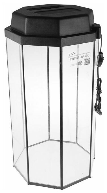 Пижон Аквариум восьмигранный с крышкой, 50 литров, 33 х 33 х 60/67 см, чёрный - фотография № 1