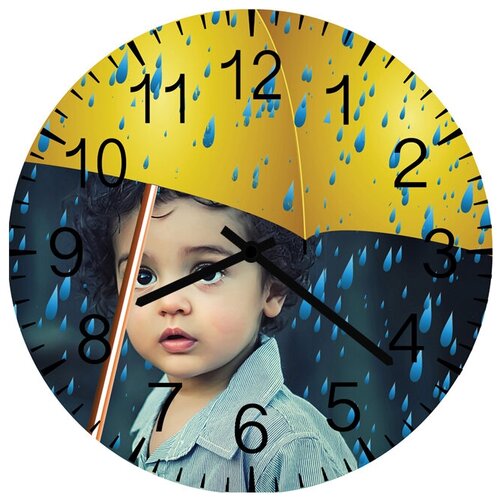 фото Svs настенные часы svs 3001140 kids мальчик под дождем