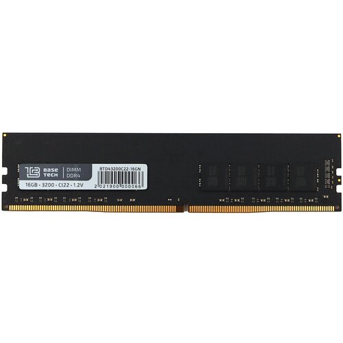 Память DDR4 DIMM 16Gb, 3200MHz BaseTech (BTD43200C22-16GN) оперативная память ddr4 dimm 16gb 3200mhz 1 2v basetech btd43200c22 16gn