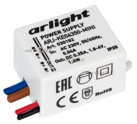 Блок питания ARJ-KE04350-MINI (1.4W, 350mA) (Arlight, IP20 Пластик, 5 лет)