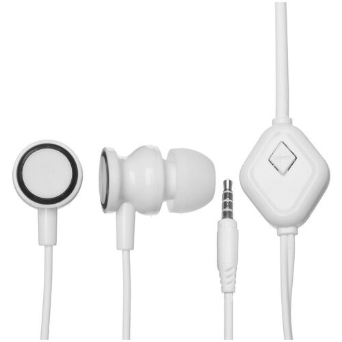 Наушники Stereo Headset SP10, вакуумные, микрофон, 113 дБ, 16 Ом, 1.2 м, белые