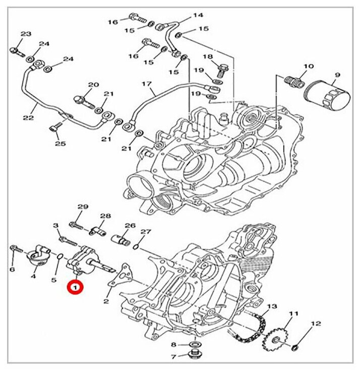 Насос масляный в сборе 500H-700H Hisun 15100-F39-0000 LU022666