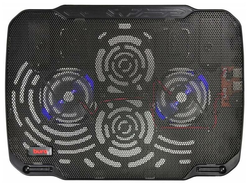 Подставка для ноутбука Buro BU-LCP156-B208 15.6"355x260x21 мм 2xUSB 2x80 мм FAN 560 г, металлическая сетка/пластик, черный