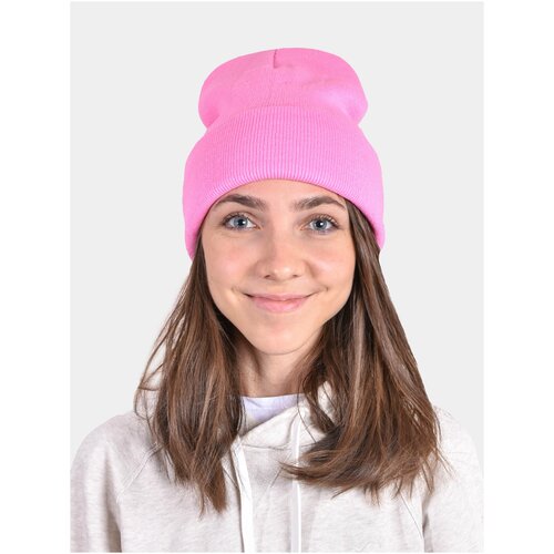 фото Шапка зимняя бини, цвет розовый андртекс