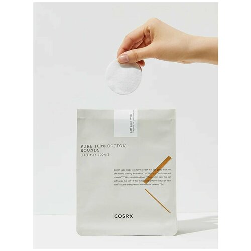 COSRX Хлопковые пады COSRX Pure 100% Cotton Rounds 80 шт хлопковые очищающие пэды для лица pure 100% cotton rounds 80шт