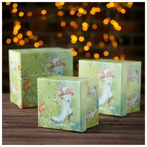 фото Набор коробок 3в1 "нг8", 17 х 17 х 12 - 13 х 13 х 10 см 4352099 сима-ленд