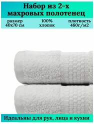 Набор полотенец для лица, рук или ног, кухонные полотенца, хлопок 460 гр/м2, 40х70, 2 шт. (белый+белый)