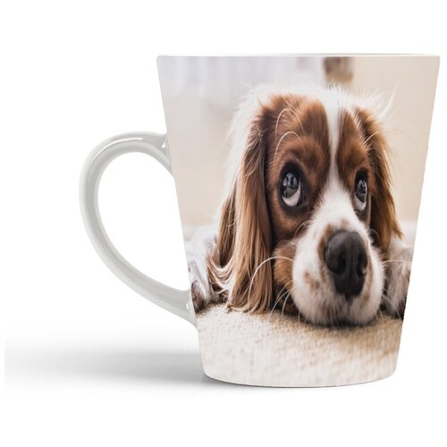 фото Кружка-латте coolpodarok щенок на бежевом коврике