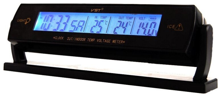 Часы автомобильные VST 7013V в прикурив вольтметр 2 термометра