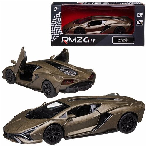 Машина металлическая RMZ City серия 1:32 Lamborghini Sian, инерционная, оливковый цвет машинка инерционная lamborghini sian модель 1 32 13 5см цвет зеленый 1 шт