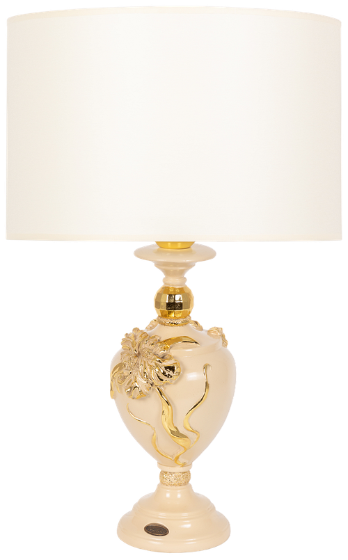 Настольная лампа Bogacho Флер де Лис бежевая с кремовым абажуром Винтаж 2