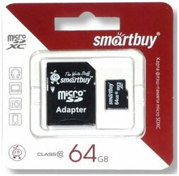 Micro SD Smartbuy 64 Gb Class 10 (с адаптером SD)