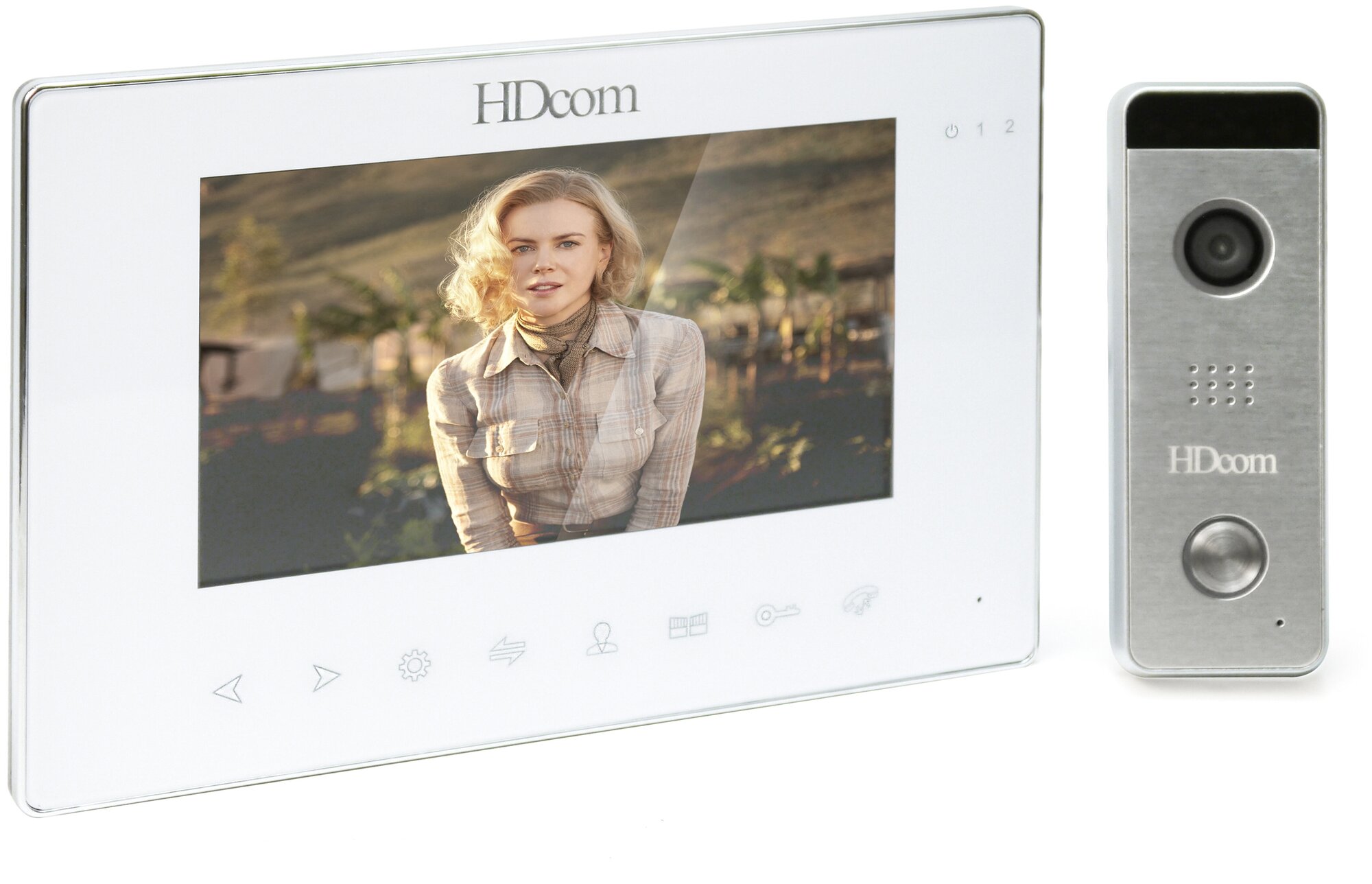 Видеодомофон Full HD высокого разрешения HDcom W-714-FHD(7) (запись по движению, антивандальная панель, запись на SD, FullHD к в подарочной упаковке