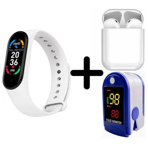 Умные часы BandRate Smart BRSM66BW-SET5 с беспроводными наушниками и пульсометром мониторингом кислорода в крови 413000₽