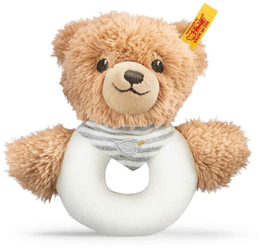 Мягкая игрушка Steiff Sleep Well Bear Grip Toy Grey (Штайф погремушка-колечко Мишка Крепкий сон серый 12 см)