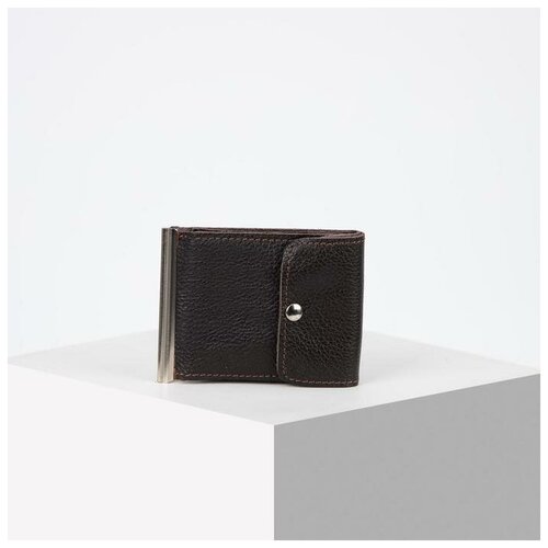 Зажим для купюр, отдел для монет, карт, флотер, цвет коричневый