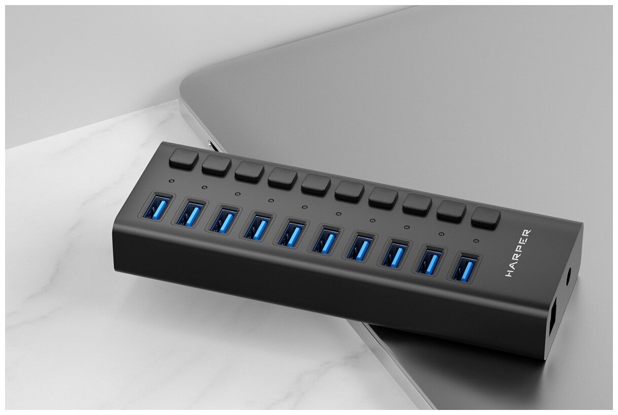 Концентратор USB 30 Harper HUB-10MB 10 x USB 30 USB Type-C черный