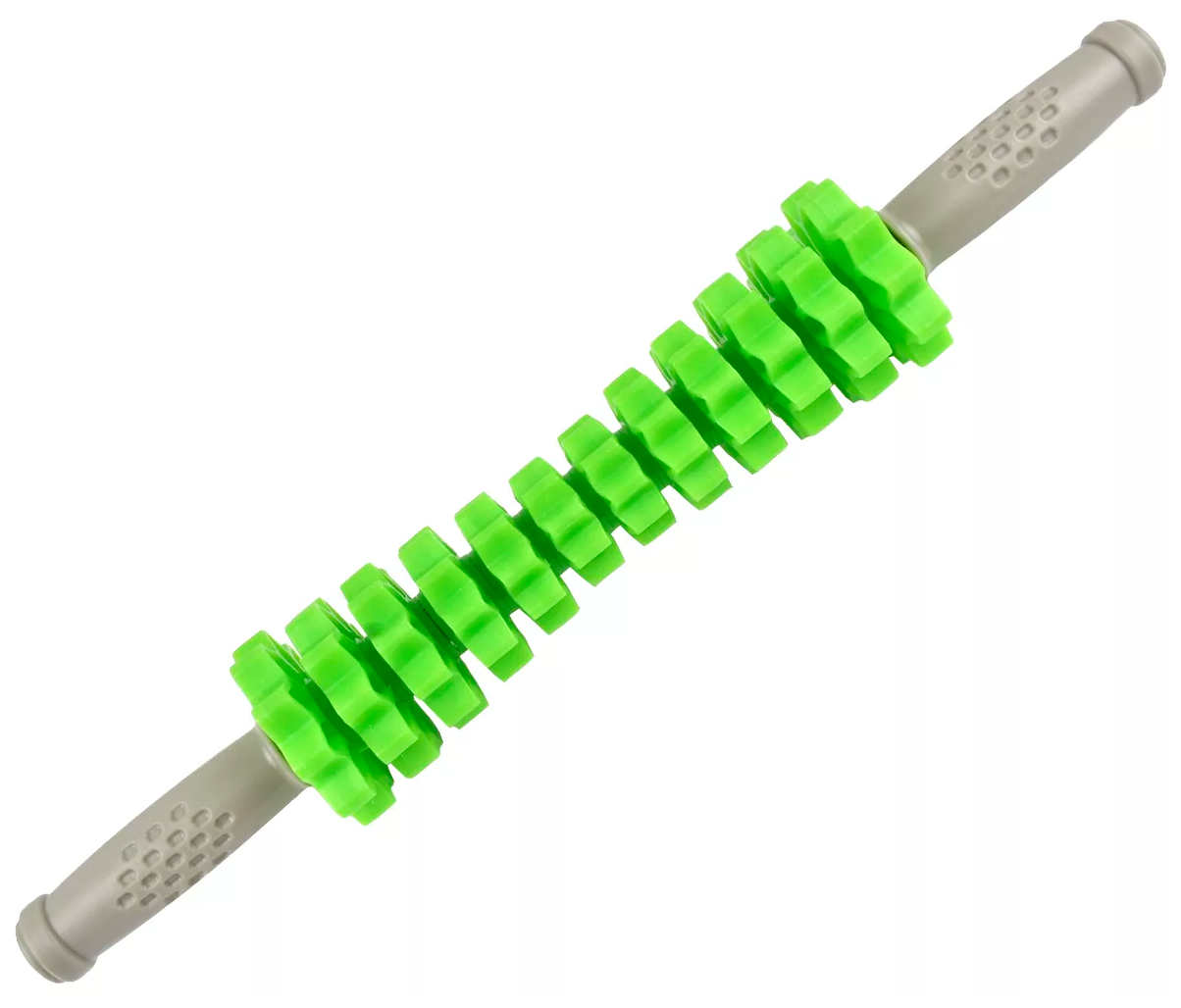 Массажер-палка 12 роликов цвет: зеленый