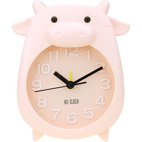 Часы-будильник «Корова» 14х17,5х4см, циферблат персиковый, пластм. матовый, персиковый
