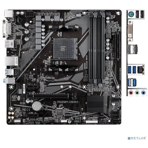 Gigabyte Материнская плата Gigabyte A520M DS3H RTL Soc-AM4 AMD B550 4xDDR4 mATX AC`97 8ch(7.1) GbLAN RAID+DVI+HDMI+DP