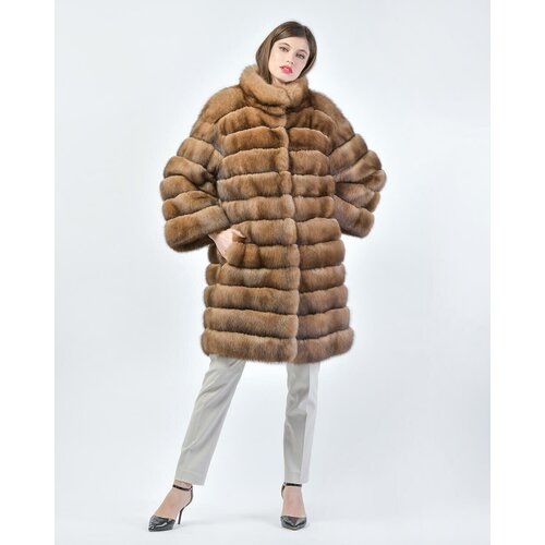 Пальто Gianfranco Ferre, соболь, силуэт прямой, пояс/ремень, размер 44, коричневый