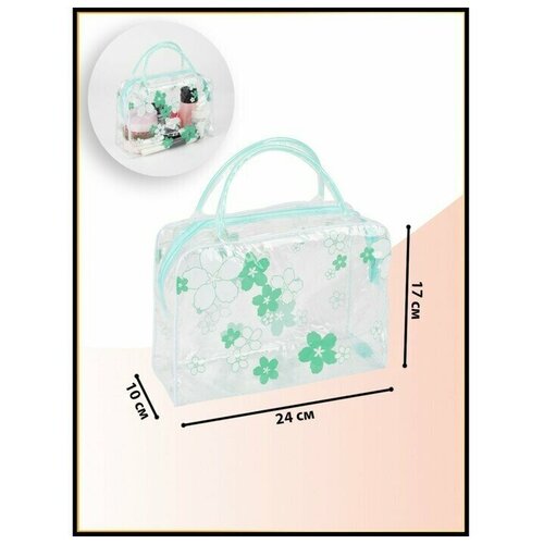 фото Косметичка сима-ленд, 10х17х24 см, зеленый, бесцветный