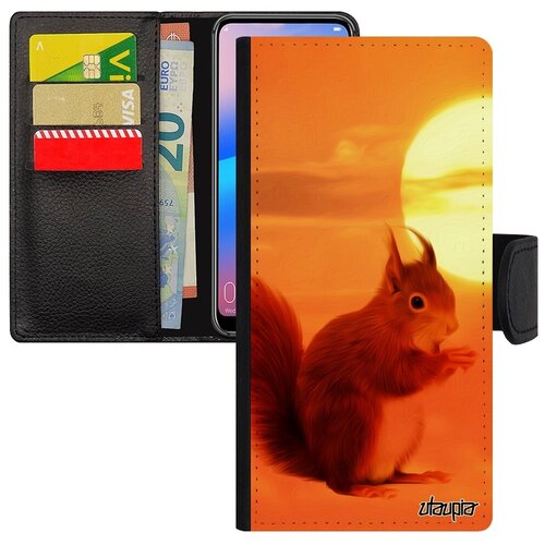 фото Защитный чехол-книжка на // huawei p20 pro // "белка" пушистая стиль, utaupia, розовый