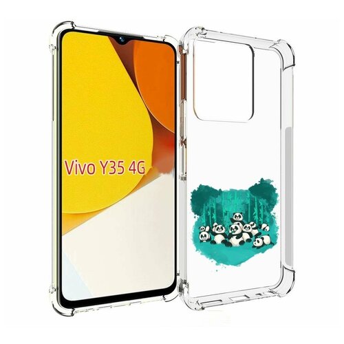 Чехол MyPads нарисованные панды для Vivo Y35 4G 2022 / Vivo Y22 задняя-панель-накладка-бампер