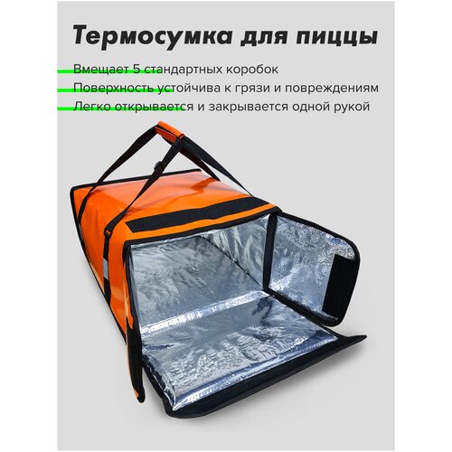 фото Термосумка для доставки пиццы на 5 коробок 42х42х25 см. доставляй.ру