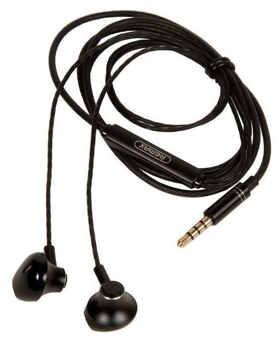 Наушники REMAX RM-711 Wired Earphone микрофон, подключение Jack 3.5 mm, черный