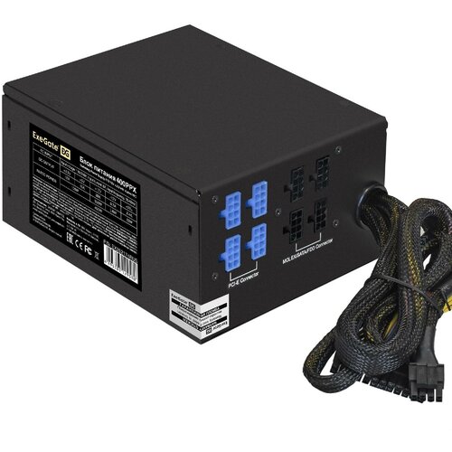 Блок питания EXEGATE 400PPX (ATX, APFC, КПД 80% (80 PLUS), 14cm fan, 24pin, (4+4)pin, PCIe, 5xSATA, 4xIDE, FDD, RTL, black) блок питания exegate atx 400ppx 400w