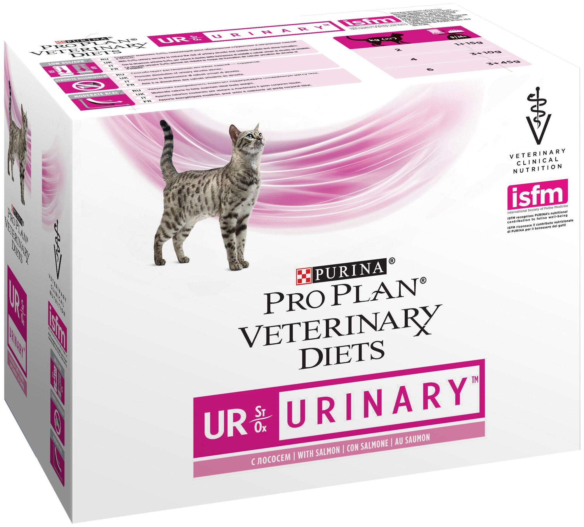 Влажный корм для кошек диетический PRO PLAN® VETERINARY DIETS UR St/Ox Urinary при болезнях нижних отделов мочевыводящих путей, Аппетитные кусочки в соусе, с лососем, 85г х 10 шт - фотография № 5