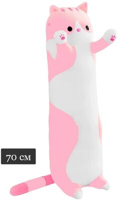 Мягкая игрушка IO Shop Кот батон, розовый, 70 см