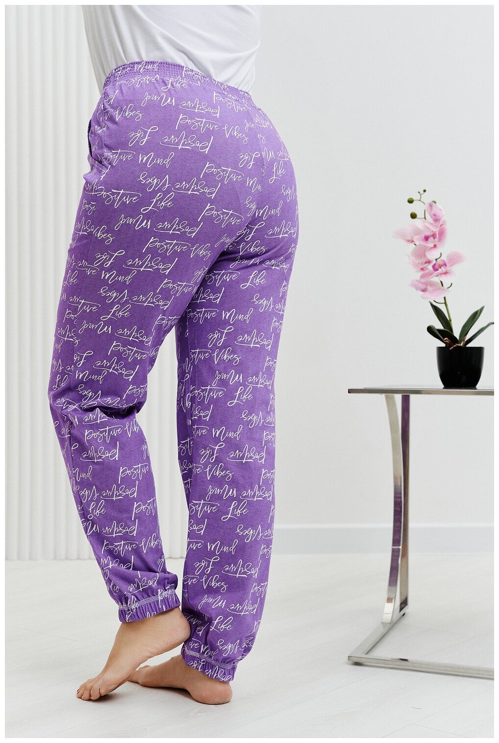 Брюки Натали, без рукава, пояс на резинке, карманы, размер 54, фиолетовый - фотография № 11