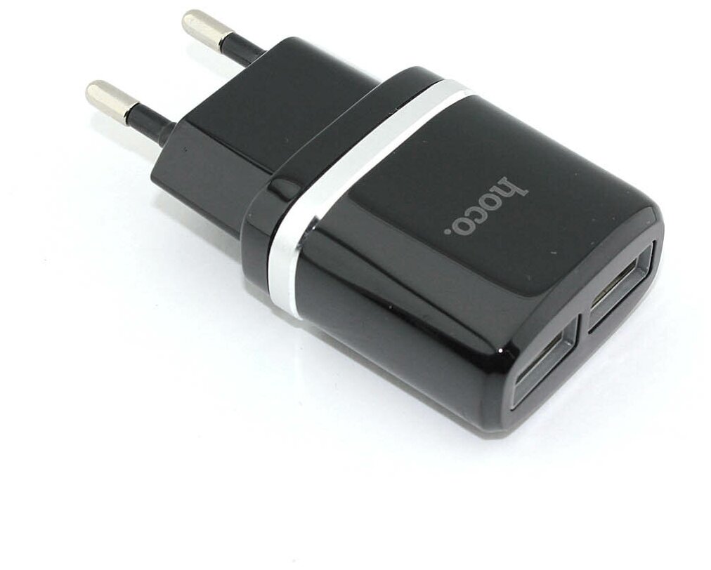 Блок питания HOCO C12 Smart два порта USB, 5V, 2.4A, черный