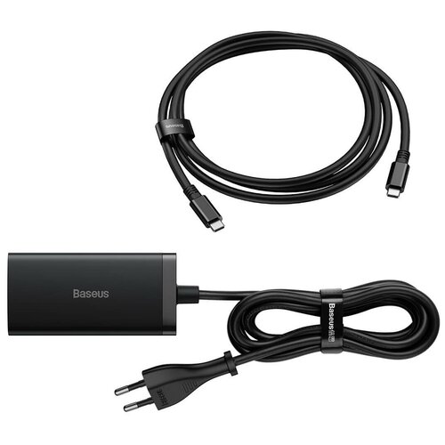 Адаптер Baseus GaN5 Pro 2 в 1 Desktop Fast Charger 1U+2C (67W)+HDMI 4K@30Hz + Full Featured кабель Type-C to Type-C 100W(20V/5A) 1m, Черный