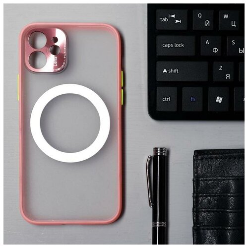 фото Чехол luazon для iphone 12, поддержка magsafe, с окантовкой, пластиковый, розовый mikimarket