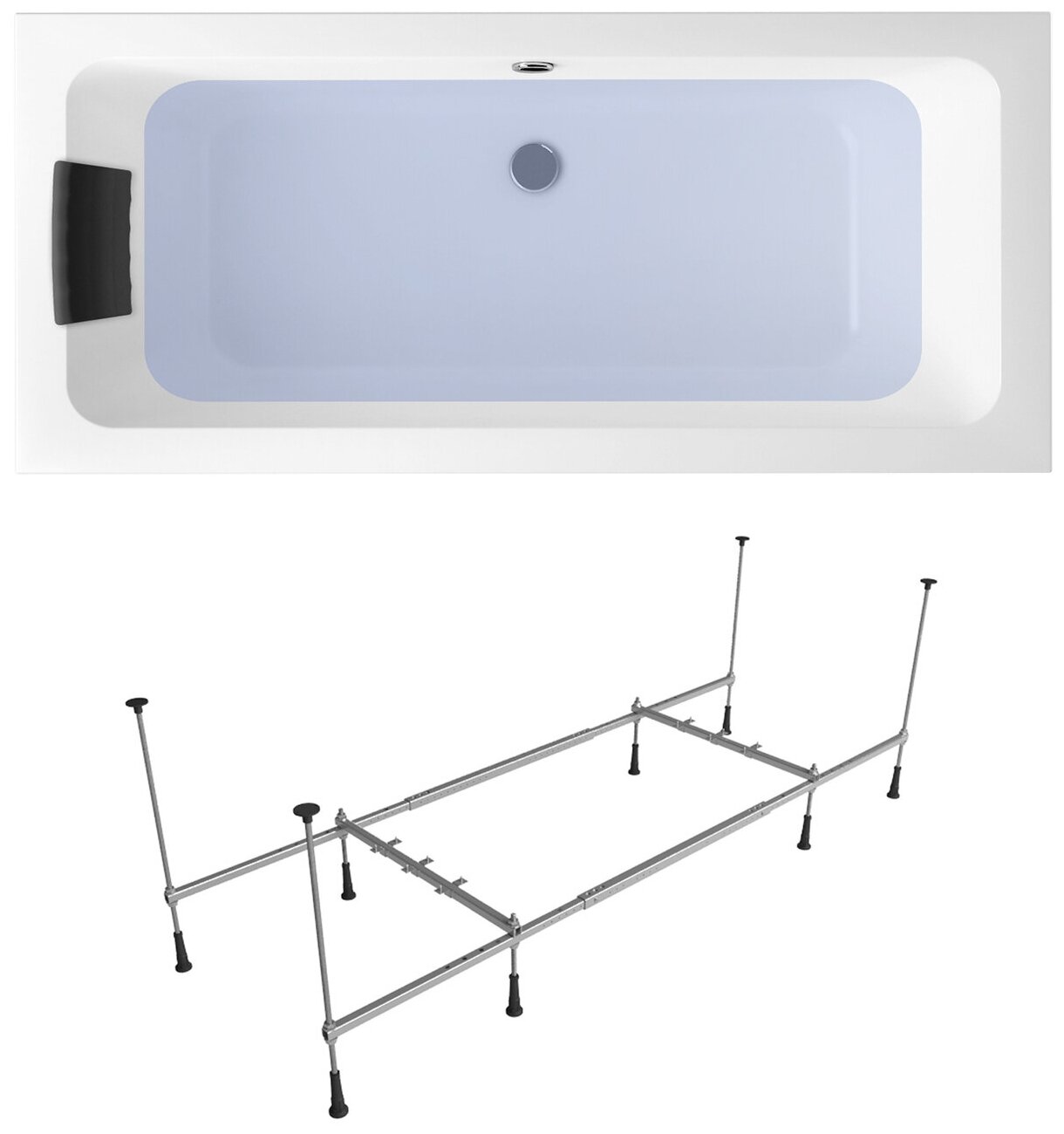 Комплект 3 в 1 Lavinia Boho Pure S1-3710075P, акриловая ванна 170x75 см, каркас, подголовник