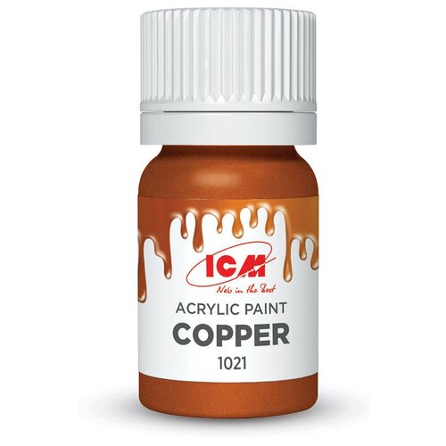 mr hobby краска акриловая на водной основе глянцевая металлик h 10 медь copper 10мл ICM Краска акриловая, Медь (Copper), Металлик, 12 мл, C1021