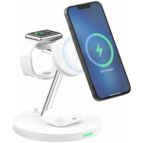 Беспроводное зарядное устройство Recci RCW-26 5 в 1 для iPhone / iWatch / AirPods 15 Вт, белый