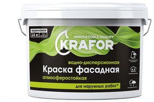 Краска водно-дисперсионная фасадная Krafor, 3 кг, белая