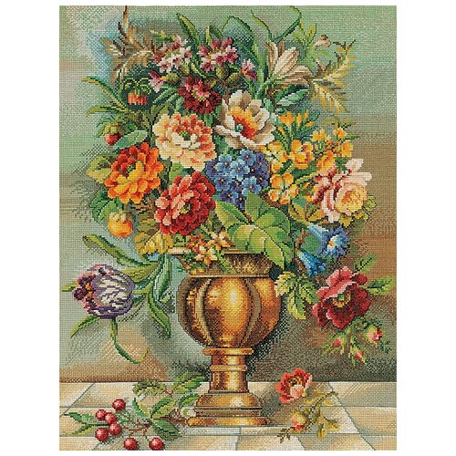 фото Набор для вышивания eva rosenstand 12-587 цветы в бронзовой вазе