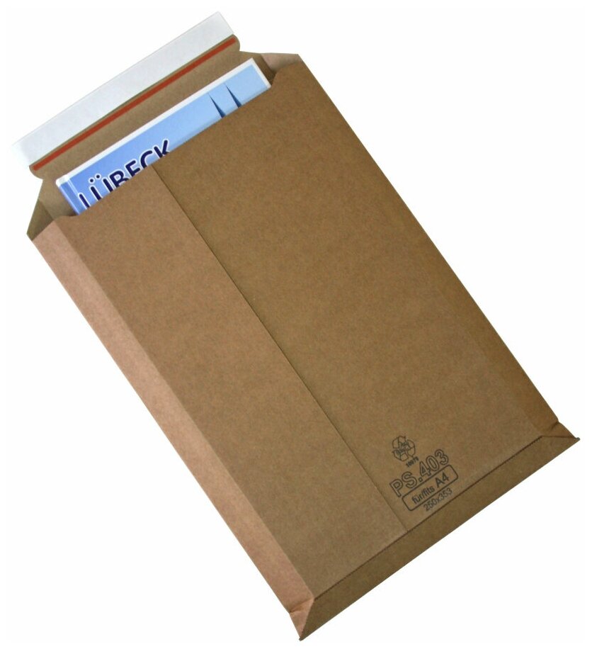 Пакет картонный крафт UltraPack A4+, 250x353, расширение 1,0-1,8мм, лента, 10шт/уп
