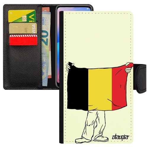 фото Ударопрочный чехол книжка на // iphone x // "флаг бельгии с руками" государственный туризм, utaupia, белый