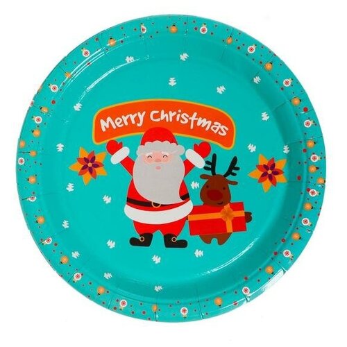 фото Тарелка бумажная "дед мороз", набор 6 шт. страна карнавалия