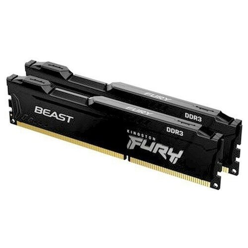 Комплект памяти DDR3 DIMM 16Gb (2x8Gb), 1600MHz, CL10, 1.5V Kingston FURY Beast Black (KF316C10BBK2/16) оперативная память kingston ddr3 8gb kit 2x4gb 1600mhz pc 12800 fury beast black kf316c10bbk2 8