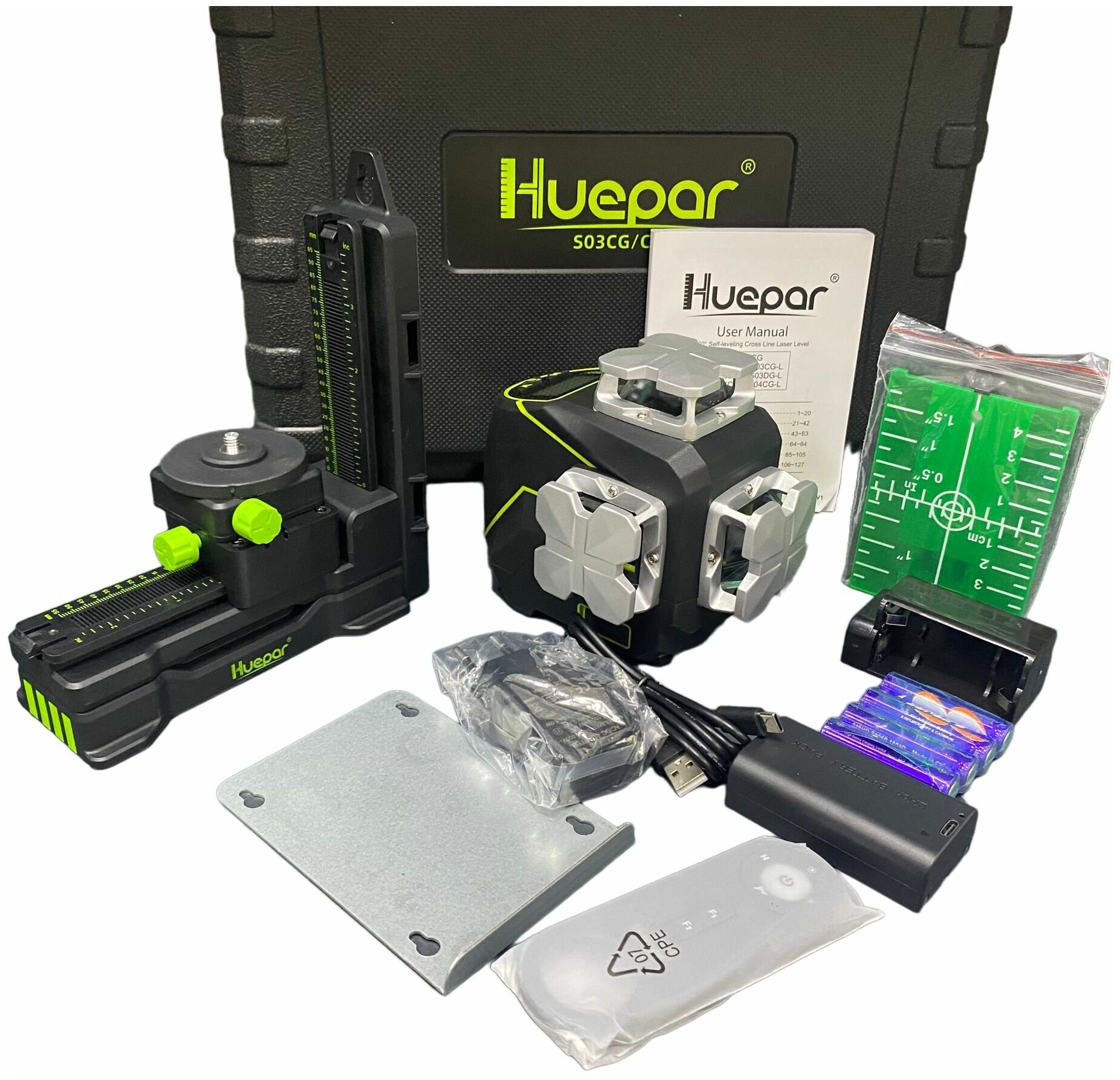 Лазерный уровень HUEPAR S03CG (3D 12линий Bluetooth зеленый луч OSRAM-Германия)