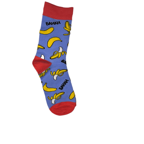 фото Носки яркий принт бананы голубые в крафт-коробке amigobs