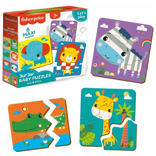 магнитные пазлы мои первые игры – зоопарк vladi toys влади тойз Baby Puzzle зигзаг Fisher-Price Зоопарк 18 элементов